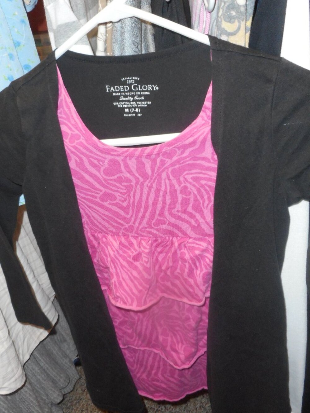 FADED GLORY - 1 piece sweater with attached top sz  M 7 - 8  pink and black